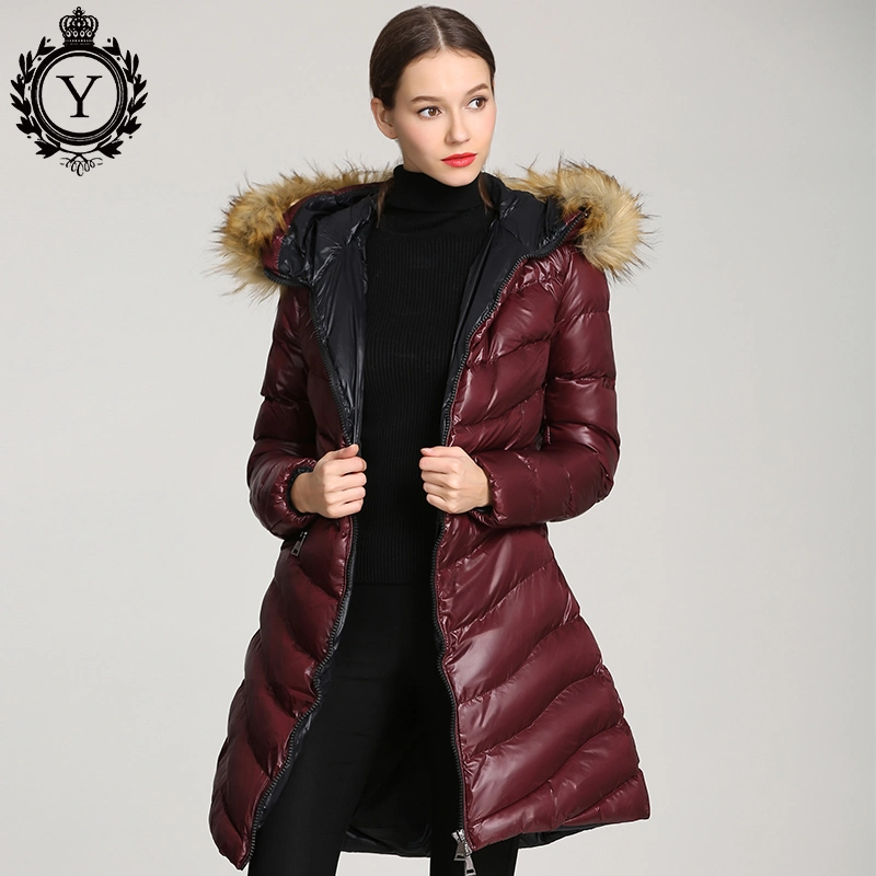 Free Sample Coat Women Jackets Fashion Long Shinny Down Parka