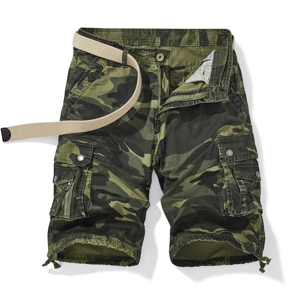 Eight Pockets Pure Cotton Relaxed Fit Camouflage Men Cargo Shorts