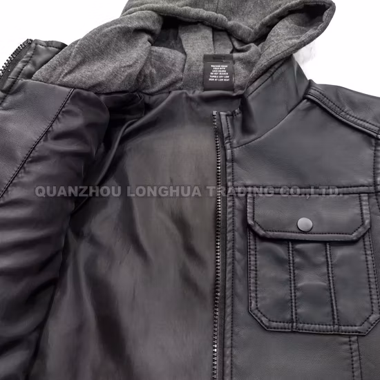 Giacca da uomo Giacca in pelle da ragazzo Cappotto invernale Nero PU Abbigliamento Abbigliamento moda Abbigliamento con cappuccio